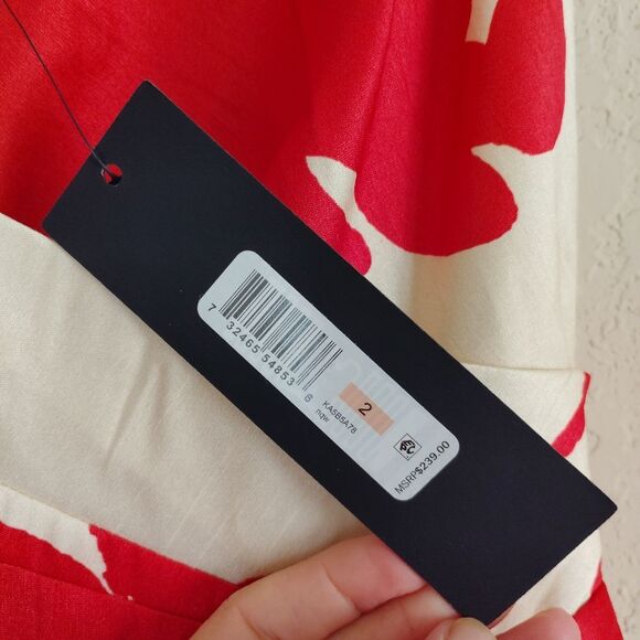 Donna Karan Red Fit & Flare Dress Cream Floral Midi Romantic Capsule 2 - Picture 3 of 8